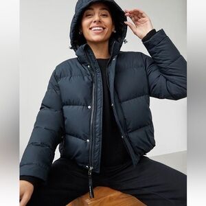 TNA Black Puffer Jacket with Hood